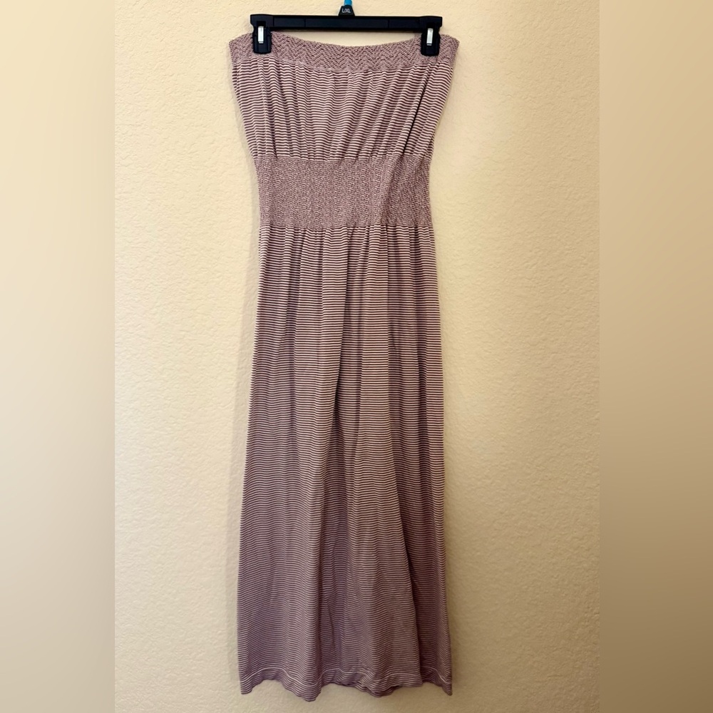 Striped Strapless Maxi Dress